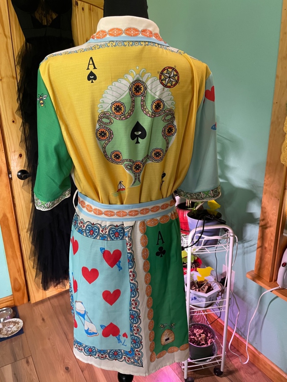 Dolce & Gabbana Multicolor Patchwork Shirt Dress in Pink, Teal, Orange and Green - Picture 3 of 4